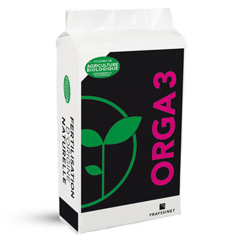 Sac d'ORGA3, un engrais organique créé par Frayssinet