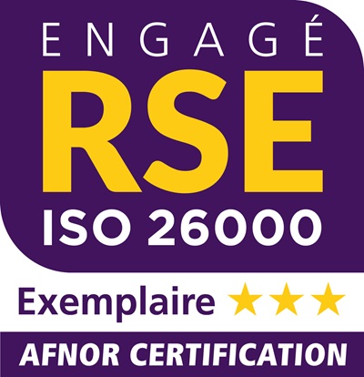 Logo engagé RSE modèle AFAQ 26000 exemplaire obtenu par l'entreprise Frayssinet