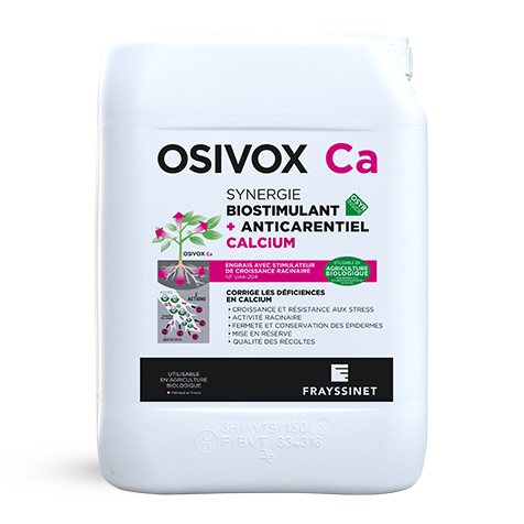 Bidon d'OSIVOX Ca, un biostimulant nutritionnel Calcium créé par Frayssinet