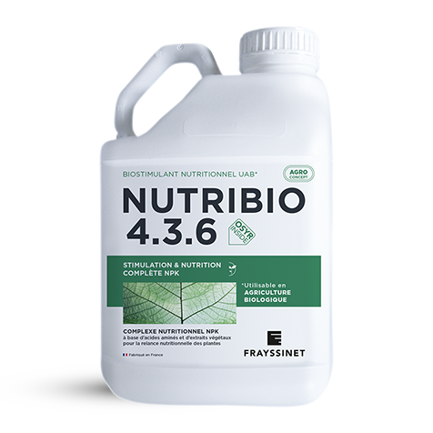 Visuel du NUTRIBIO 4.3.6 EV, un biostimulant nutritionnel NPK créé par Frayssinet