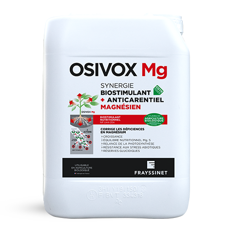 Visuel de bidon d'OSIVOX Mg, un biostimulant nutritionnel Magnésium créé par Frayssinet
