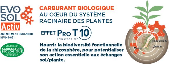 Fiche explicative des propriétés d'Evosol Activ. Cet amendement organique est un carburant biologique, au coeur du système racinaire des plantes il permettra de nourrir la biodiversité fonctionnelle de la rhizosphère pour potentialiser son action essentielle aux échanges sol/plante.